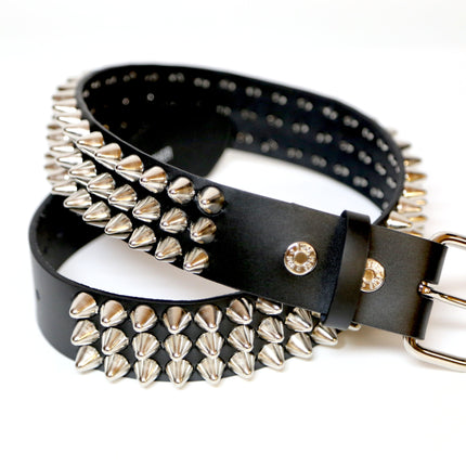 BT153  UK77 TALL CONE STUDDED FUNK LOGO SNAP LEATHER BELT * BEST SELLER