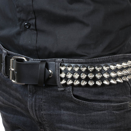 BT153  UK77 TALL CONE STUDDED FUNK LOGO SNAP LEATHER BELT * BEST SELLER