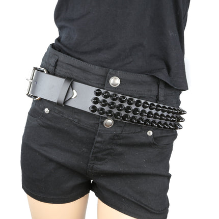 BT153-BS  BLACK UK77 CONEHEAD STUD BELT
