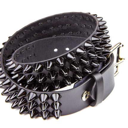 BT153-BS  BLACK UK77 CONEHEAD STUD BELT