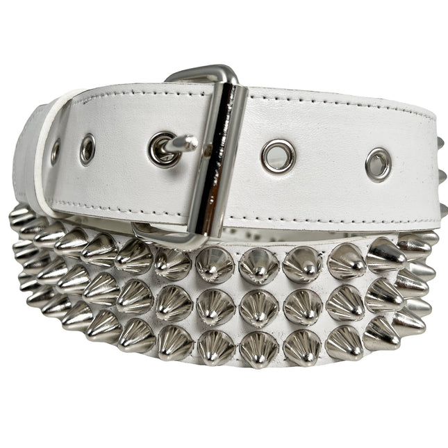 BT153VG-WHITE  UK77 STUD VEGAN LEATHER BELT