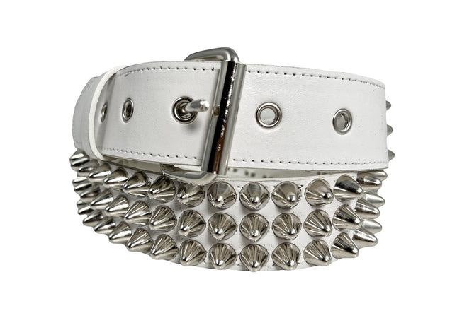 BT153VG-WHITE  UK77 STUD VEGAN LEATHER BELT