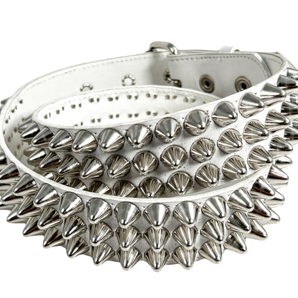 BT153VG-WHITE  UK77 STUD VEGAN LEATHER BELT