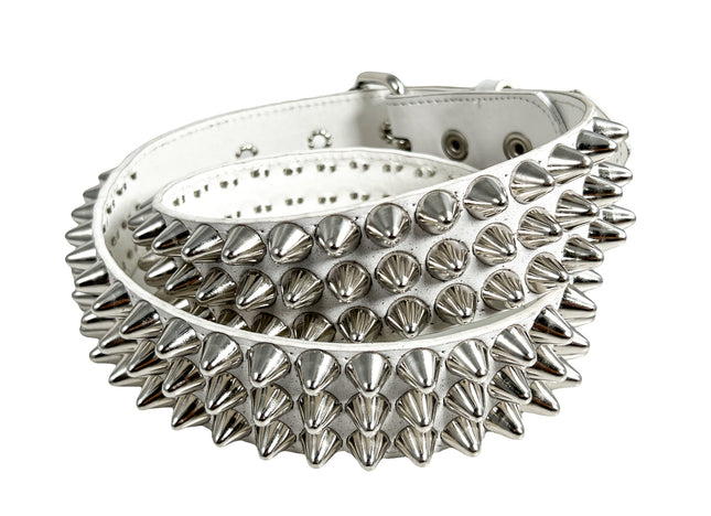 BT153VG-WHITE  UK77 STUD VEGAN LEATHER BELT