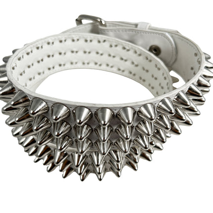 BT153VG-WHITE  UK77 STUD VEGAN LEATHER BELT