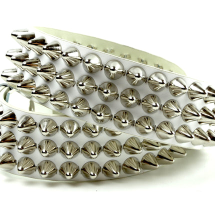 BT153VG-WHITE  UK77 STUD VEGAN LEATHER BELT