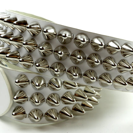 BT153VG-WHITE  UK77 STUD VEGAN LEATHER BELT