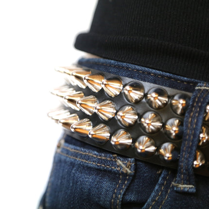 BT153  UK77 TALL CONE STUDDED FUNK LOGO SNAP LEATHER BELT * BEST SELLER