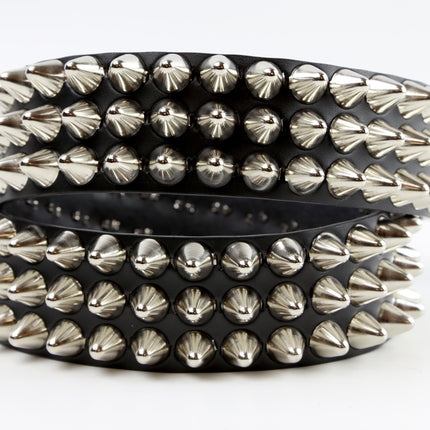 BT153  UK77 TALL CONE STUDDED FUNK LOGO SNAP LEATHER BELT * BEST SELLER