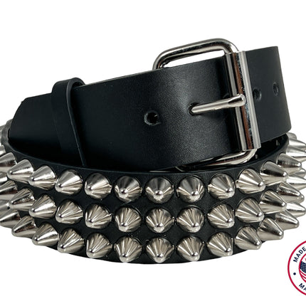 BT153  UK77 TALL CONE STUDDED FUNK LOGO SNAP LEATHER BELT * BEST SELLER
