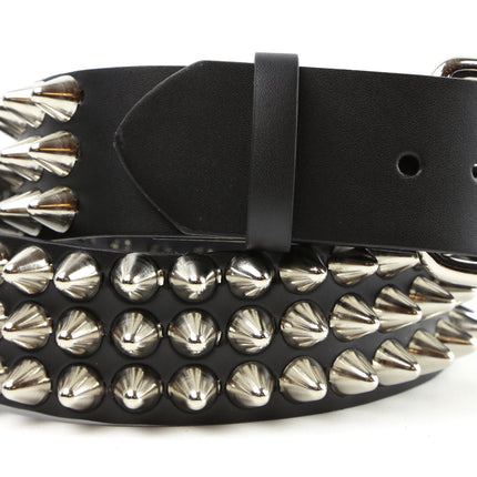 BT153  UK77 TALL CONE STUDDED FUNK LOGO SNAP LEATHER BELT * BEST SELLER