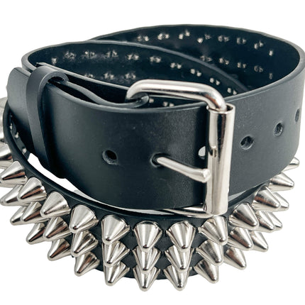 BT153  UK77 TALL CONE STUDDED FUNK LOGO SNAP LEATHER BELT * BEST SELLER
