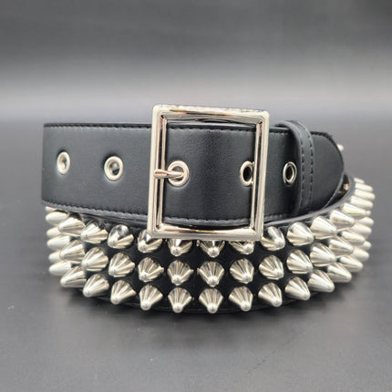 BT153VG  VEGAN LEATHER UK 77 STUDED THREE ROW BELT