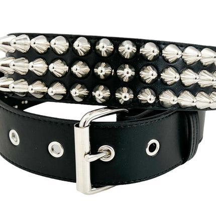 BT153VG  VEGAN LEATHER UK 77 STUDED THREE ROW BELT