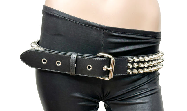 BT153VG  VEGAN LEATHER UK 77 STUDED THREE ROW BELT