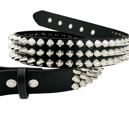 BT153VG  VEGAN LEATHER UK 77 STUDED THREE ROW BELT