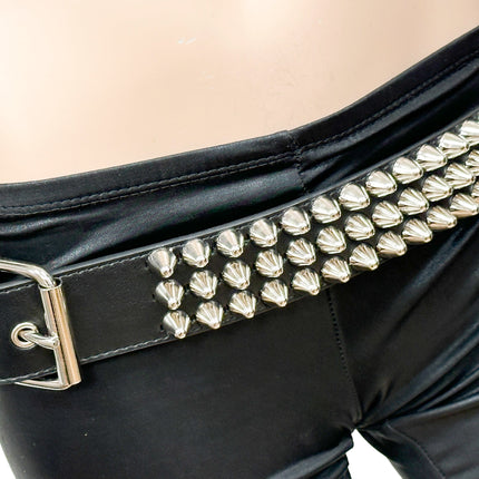BT153VG  VEGAN LEATHER UK 77 STUDED THREE ROW BELT