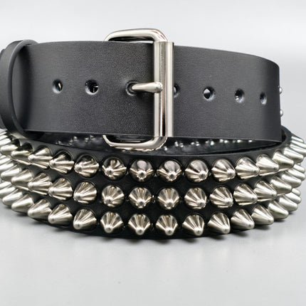 BT153  UK77 TALL CONE STUDDED FUNK LOGO SNAP LEATHER BELT * BEST SELLER
