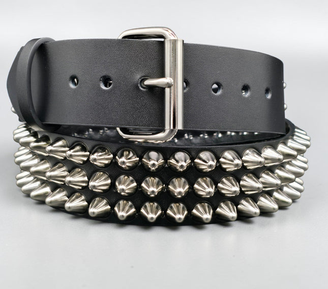 BT153  UK77 TALL CONE STUDDED FUNK LOGO SNAP LEATHER BELT * BEST SELLER