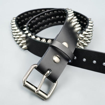BT153  UK77 TALL CONE STUDDED FUNK LOGO SNAP LEATHER BELT * BEST SELLER