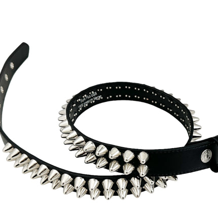 BT154VG-BLK  VEGAN LEATHER UK 77 STUDED TWO ROW BELT