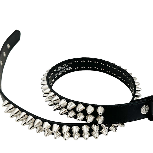 BT154VG-BLK  VEGAN LEATHER UK 77 STUDED TWO ROW BELT