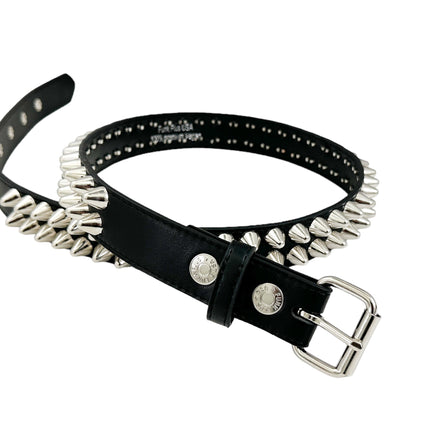 BT154VG-BLK  VEGAN LEATHER UK 77 STUDED TWO ROW BELT