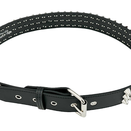 BT154VG-BLK  VEGAN LEATHER UK 77 STUDED TWO ROW BELT