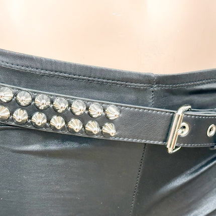 BT154VG-BLK  VEGAN LEATHER UK 77 STUDED TWO ROW BELT
