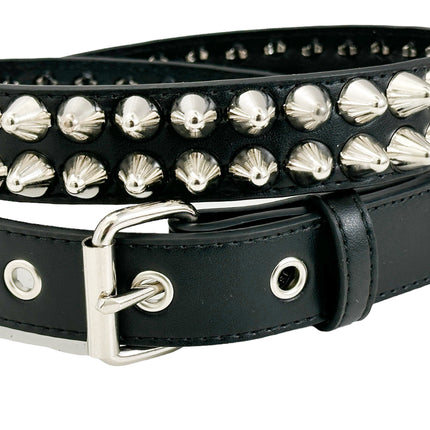 BT154VG-BLK  VEGAN LEATHER UK 77 STUDED TWO ROW BELT