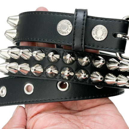 BT154VG-BLK  VEGAN LEATHER UK 77 STUDED TWO ROW BELT