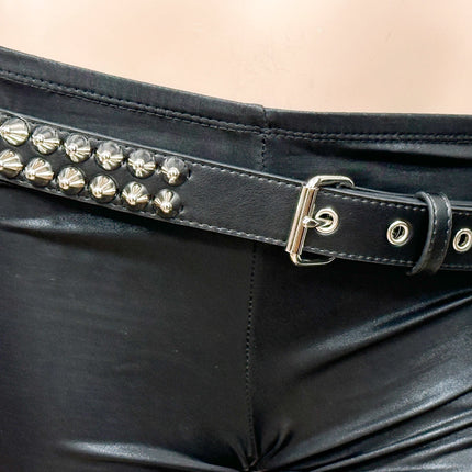 BT154VG-BLK  VEGAN LEATHER UK 77 STUDED TWO ROW BELT