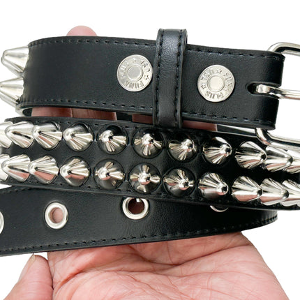 BT154VG-BLK  VEGAN LEATHER UK 77 STUDED TWO ROW BELT