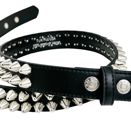 BT154VG-BLK  VEGAN LEATHER UK 77 STUDED TWO ROW BELT