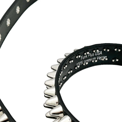 BT154VG-BLK  VEGAN LEATHER UK 77 STUDED TWO ROW BELT