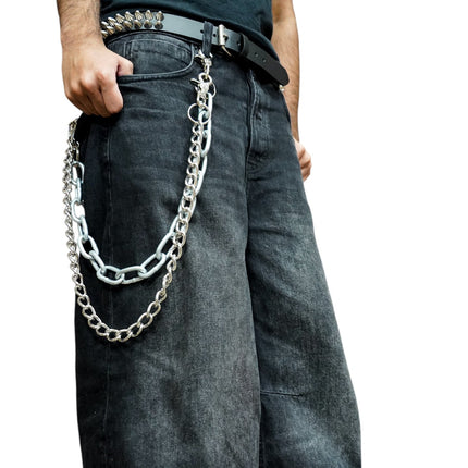 BT154  2 ROW UK77 TALL CONE STUDDED GENUINE LEATHER BELT