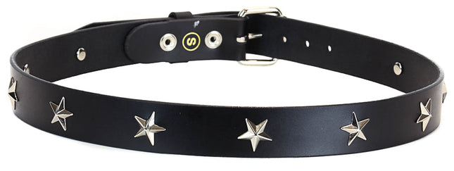 BT159 BLACK LEATHER STAR STUDDED BELT