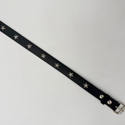 BT159 BLACK LEATHER STAR STUDDED BELT