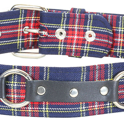 BT167PD-BLUE PLAID RING STRAP BELT