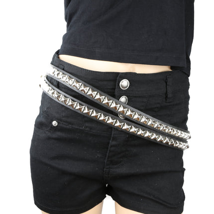 BT173 BLACK LEATHER DOUBLE STRAP BELT