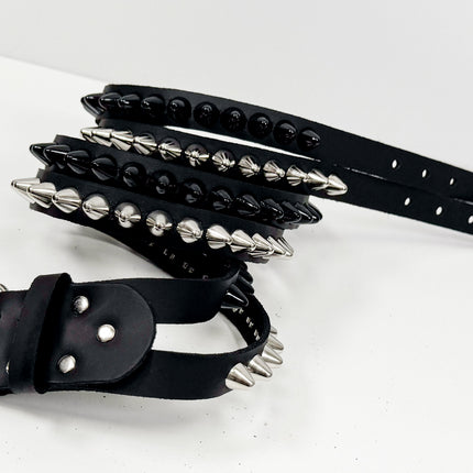 BT173UU-BS  DOUBLE  STRAP STUDDED BELT UK 77 BLACK AND SILVER
