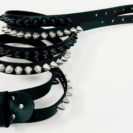 BT173UU-BS  DOUBLE  STRAP STUDDED BELT UK 77 BLACK AND SILVER