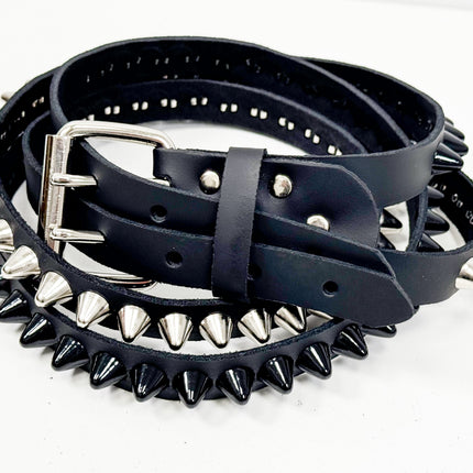 BT173UU-BS  DOUBLE  STRAP STUDDED BELT UK 77 BLACK AND SILVER