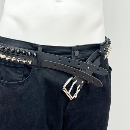 BT173UU-BS  DOUBLE  STRAP STUDDED BELT UK 77 BLACK AND SILVER