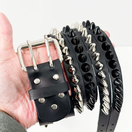 BT173UU-BS  DOUBLE  STRAP STUDDED BELT UK 77 BLACK AND SILVER