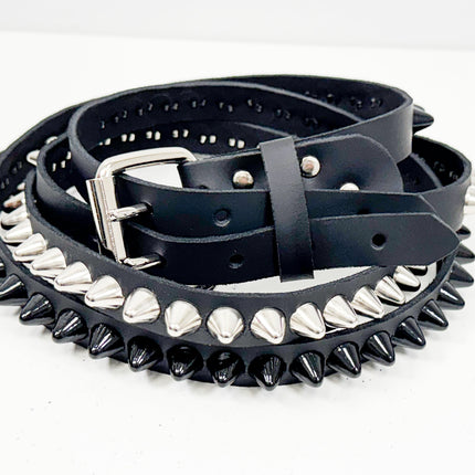 BT173UU-BS  DOUBLE  STRAP STUDDED BELT UK 77 BLACK AND SILVER