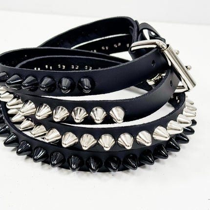 BT173UU-BS  DOUBLE  STRAP STUDDED BELT UK 77 BLACK AND SILVER