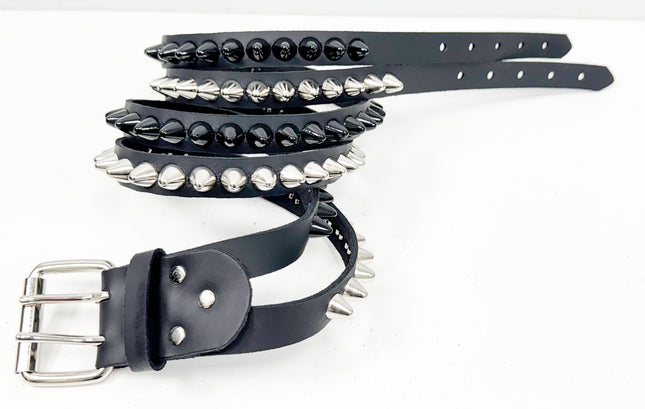 BT173UU-BS  DOUBLE  STRAP STUDDED BELT UK 77 BLACK AND SILVER