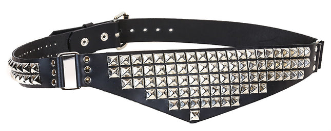 BT175PMD BLACK LEATHER TRIANGLE BELT WITH PYRAMID STUDS