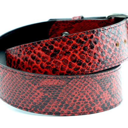 BT100SN-175RD  RED SNAKE PYTHON  PLAIN BELT